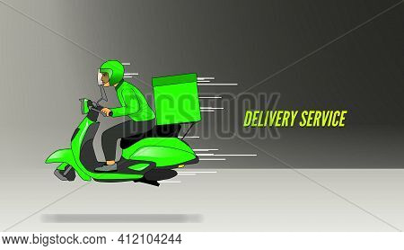 Illustration Of Fast Food Delivery. Selective Focus