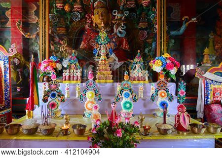 Rinchenpong, Sikkim, India - 17th October 2016 : Religious Statues Of Buddhism At Rinchenpong Monast