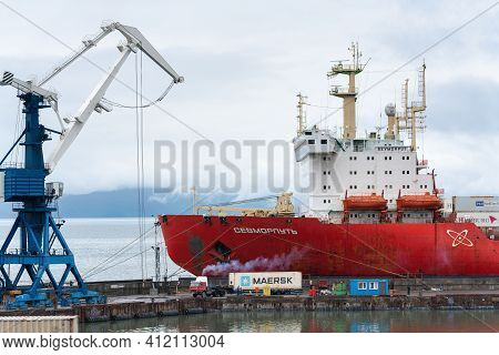 Sevmorput - Nuclear Container Ship Russian Corporation Fsue Atomflot. Container Terminal Commercial 