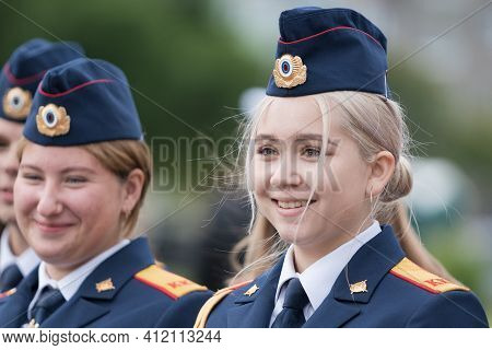 Cadets In Uniform Of Cadet Class Investigative Committee Of Russia During Solemn Event Dedicated To 