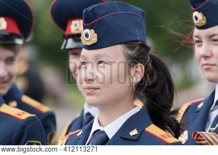 Cadets In Uniform Of Cadet Class Investigative Committee Of Russia During Solemn Event Dedicated To 