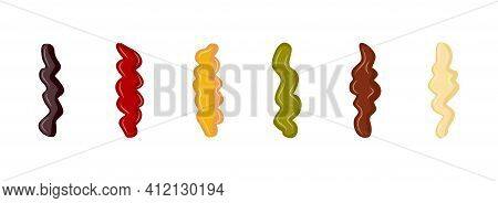Various Sauces - Ketchup And Mustard, Mayonnaise And Chipotle, Wasabi And Bbq.