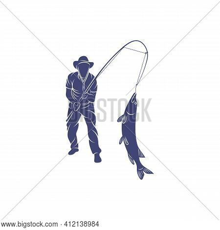 Angler Design Vector Illustration, Creative Angler Logo Design Concepts Template, Icon Symbol