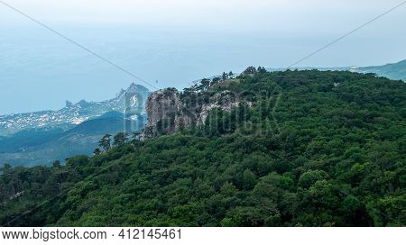 View Of The Black Sea Coast From The Yalta Yaila Plateau In Crimea.