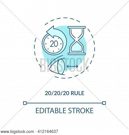 Use 20 20 20 Rule Concept Icon. Digital Eyestrain Prevention Tips. Ways To Prevent Eye Strain And Pa