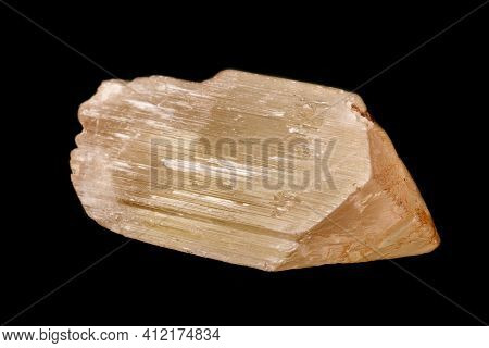 Macro Mineral Stone Spodumene On A Black Background Close Up