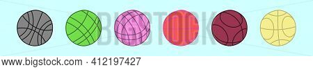 Set Of Bocce Balls Cartoon Icon Design Template With Various Models. Modern Vector Illustration Isol
