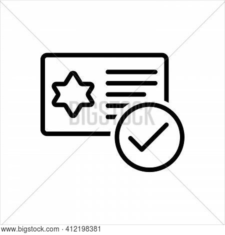 Black Line Icon For Qualification Merit Ability Eligibility Talent Aptitude Document