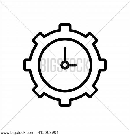 Black Line Icon For Utilization Use Activity Practice Usage Utilisation Clock