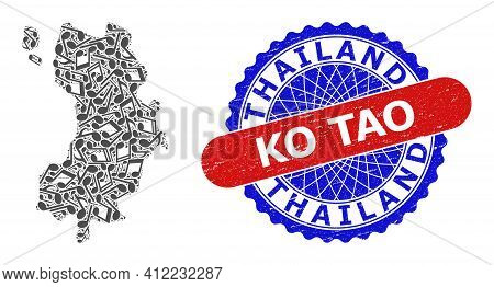 Melody Notes Pattern For Ko Tao Map And Bicolor Distress Stamp