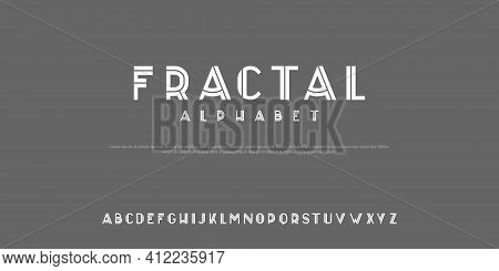 Simple Classic Line Font Vector Illustration Of Alphabet Letters.