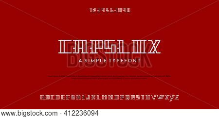 Simple Classic Line Font Vector Illustration Of Alphabet Letters.