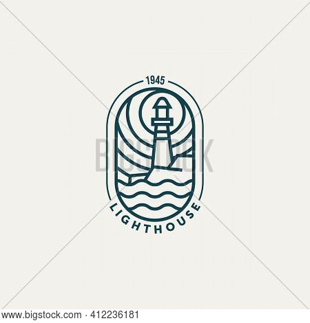 Lighthouse Simple Line Art Logo Vector Illustration Design Template