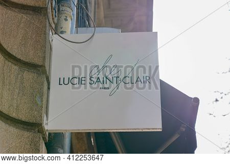 Bordeaux , Aquitaine France - 03 08 2021 : Chez Lucie Saint Clair Paris Logo And Text Sign Front Of 