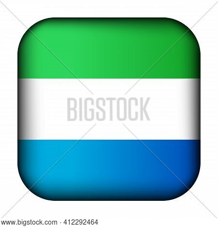 Glass Light Ball With Flag Of Sierra Leone. Squared Template Icon. National Symbol. Glossy Realistic