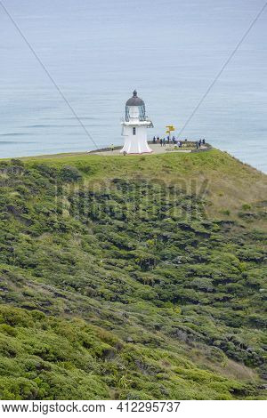 Coastal Scenery With Lighthouse Around Cape Reinga At The North Island In New Zealand