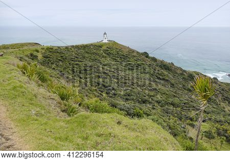 Coastal Scenery With Lighthouse Around Cape Reinga At The North Island In New Zealand