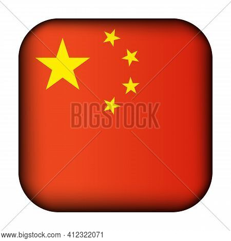 Glass Light Ball With Flag Of China. Squared Template Icon. Chinese National Symbol. Glossy Realisti