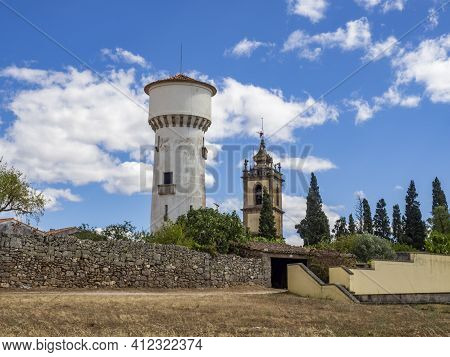Almeida, Guarda, Portugal; August 2020: Entance And Fragment Of The Fortified Medieval Walls Of The 