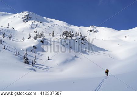 Ski tour in Godeanu Mountains, Carpathians, Romania, Europe