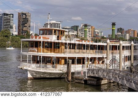 Brisbane, Queensland, Australia - March 2021:  A Show Boat Cruise On The River