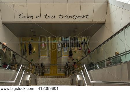 Palma De Mallorca, Spain; March 04 2021: Aerial View Of The Entrance To The Plaza De España Intermod