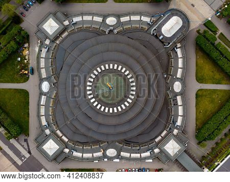 Wroclaw, Poland - May 13 2020: Aerial Drone View To Centennial Hall