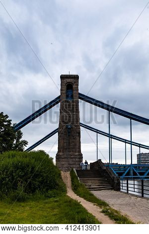 Wroclaw, Poland - May 19 2020: Side Look To Grunwaldzki Bridge At Cloudy Day