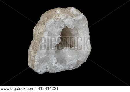 Macro Mineral Stone Quartz Geode Black Background