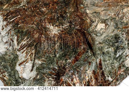 Macro Mineral Stone Astrophyllite White Background