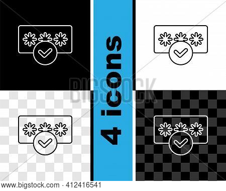 Set Line Password Protection And Safety Access Icon Isolated On Black And White, Transparent Backgro