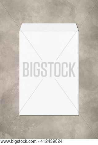 Large A4 White Enveloppe Mockup Template Isolated On Concrete Background