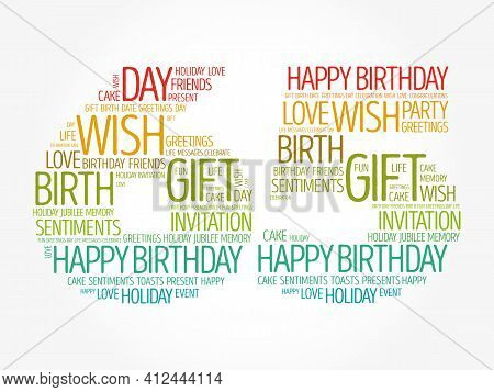 Happy 65th Birthday Word Cloud, Holiday Concept Background