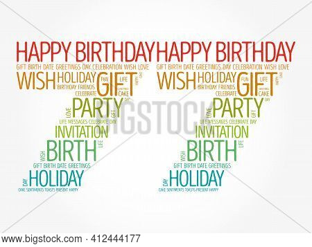 Happy 77th Birthday Word Cloud, Holiday Concept Background