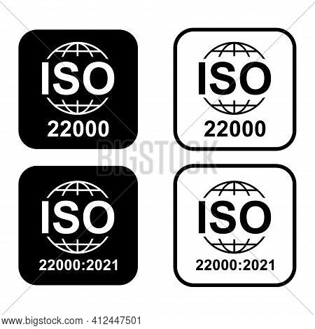 Iso 22000 Icon. Food Management Systems. Standard Quality Symbol. Vector Button Sign Isolated On Whi
