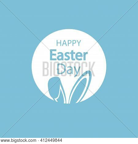 Easter Bunny On A Blue Background, Logo.