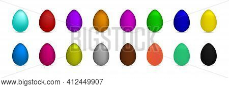 Multicolored Easter Eggs On A White Background.