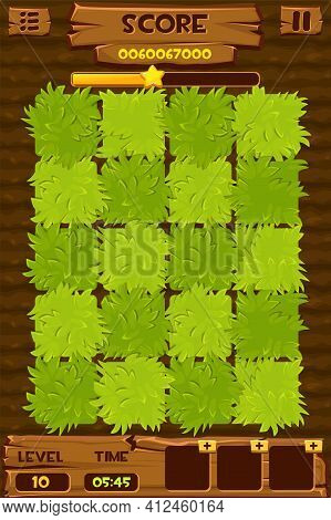 Farm Field With Green Bushes For A Game.