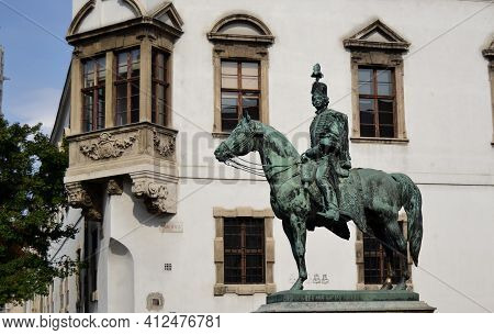 Budapest, Hungary - 23 August 2013: Statue In Tribute To Andras Hadik In The Buda Castle District