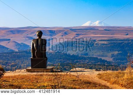 Kislovodsk, Russia - September 29, 2020: Mikhail Lermontov Monument At Krasnoye Solnyshko Mountain V