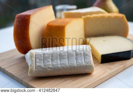 Cheese Collection, Belgian Abbey Cheeses Made With Brown Trappist Beer And Fine Herbs And View On Ma