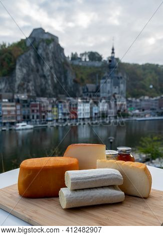 Cheese Collection, Belgian Abbey Cheeses Made With Brown Trappist Beer And Fine Herbs And View On Ma