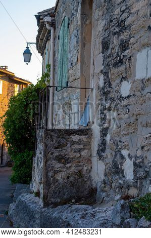 Old Buildings And Narrow Streets In Medieval Town Villeneuve Les Avignon In Summer