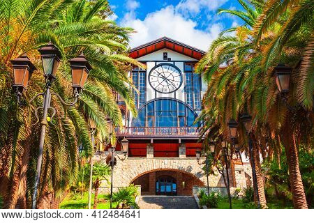 Gagra, Georgia - October 05, 2020: Gagripsh Is An Antique Historic Restaurant Building In Gagra Town