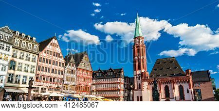 Traditional Houses At Romerberg In Frankfurt, Germany