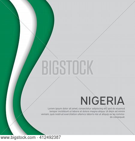 Abstract Waving Nigeria Flag. Creative Background In Nigeria Flag Colors For Holiday Card Design. Na