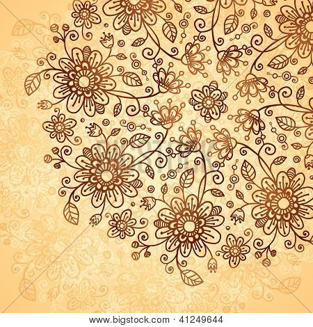 Ornate vector doodle flowers background