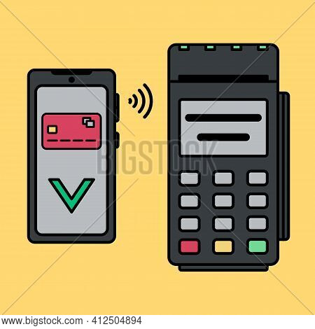 Bank Terminal Vector Illustration In Flat Style On Isolated Background.