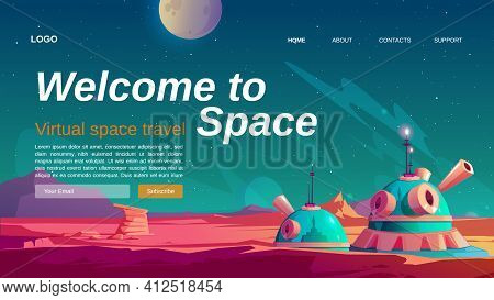 Virtual Space Travel Banner With Colony Base