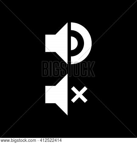Speaker Audio Icon Set. Volume Voice Control On Off Mute Symbol. Flat Application Interface Sound Si